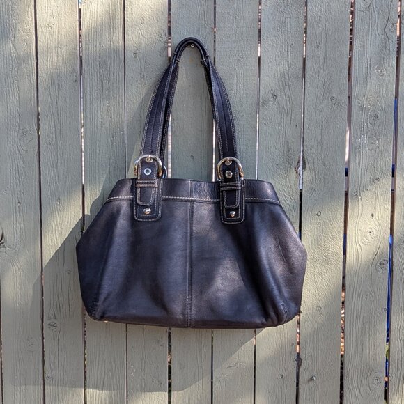 Coach Black Leather Tote & Matching Signature Wallet Set - Picture 7 of 11